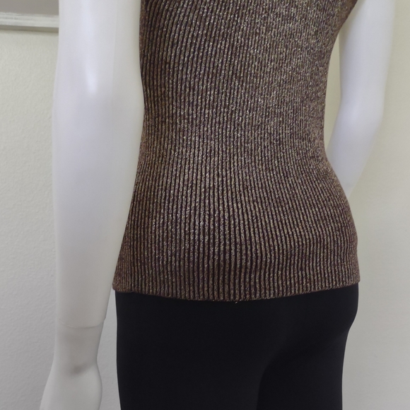 Cyrus Metallic Gold/Black Cowl Neck Special Occasion Top SzL EUC - Picture 10 of 12